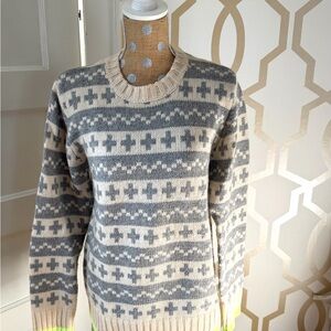 Mads Norgaard Gray and Cream Patterned Sweater